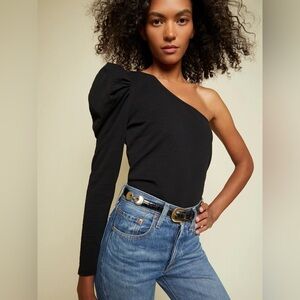 Nation LTD - Sabrina One Shoulder Party Tee in Jet Black
